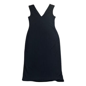 Black AFRM V-neck midi dress with sheer mesh overlay